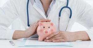 doctor with piggy bank