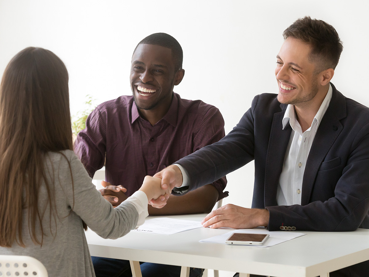 HR team meeting with employee