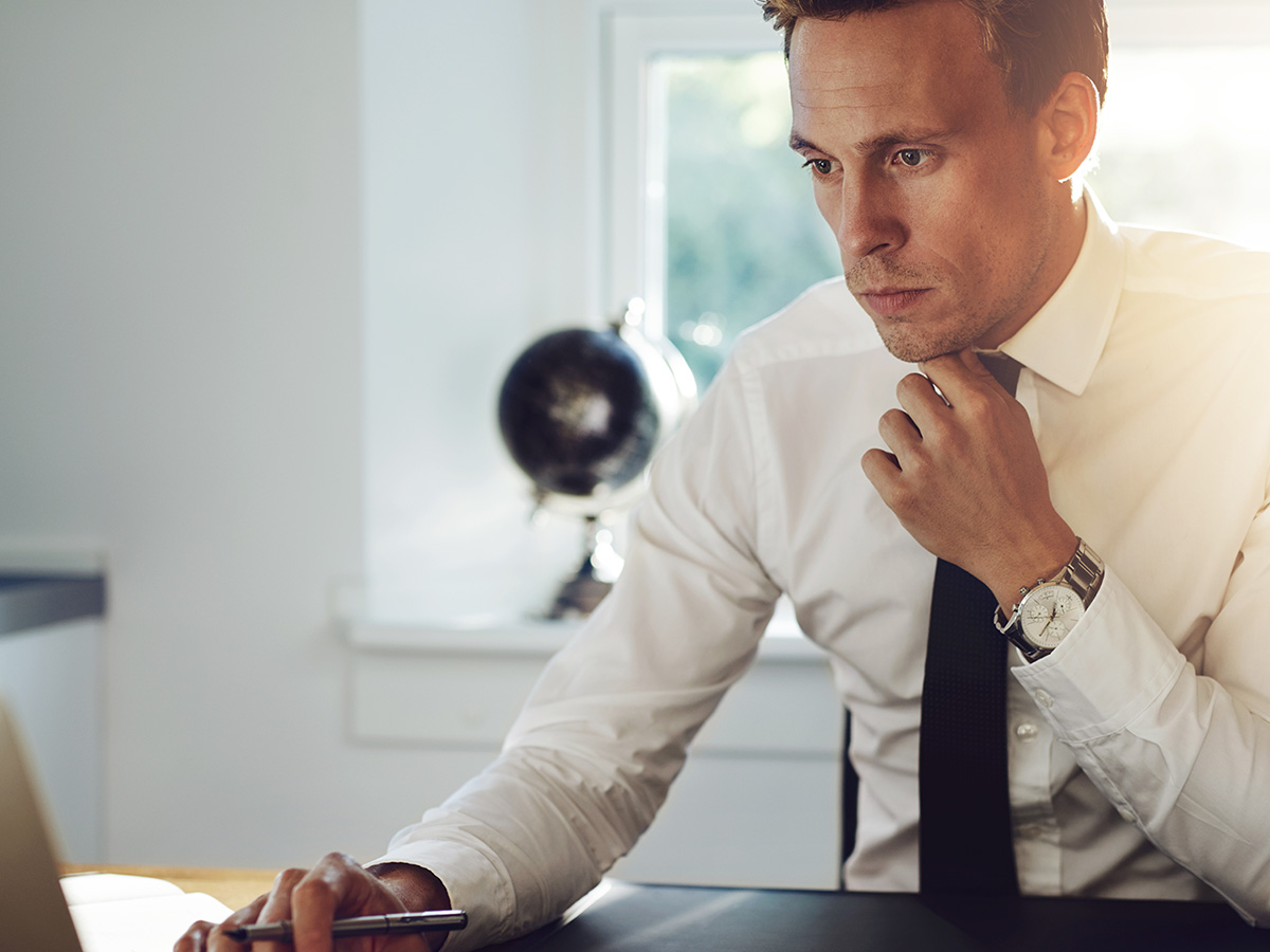 man working at desk