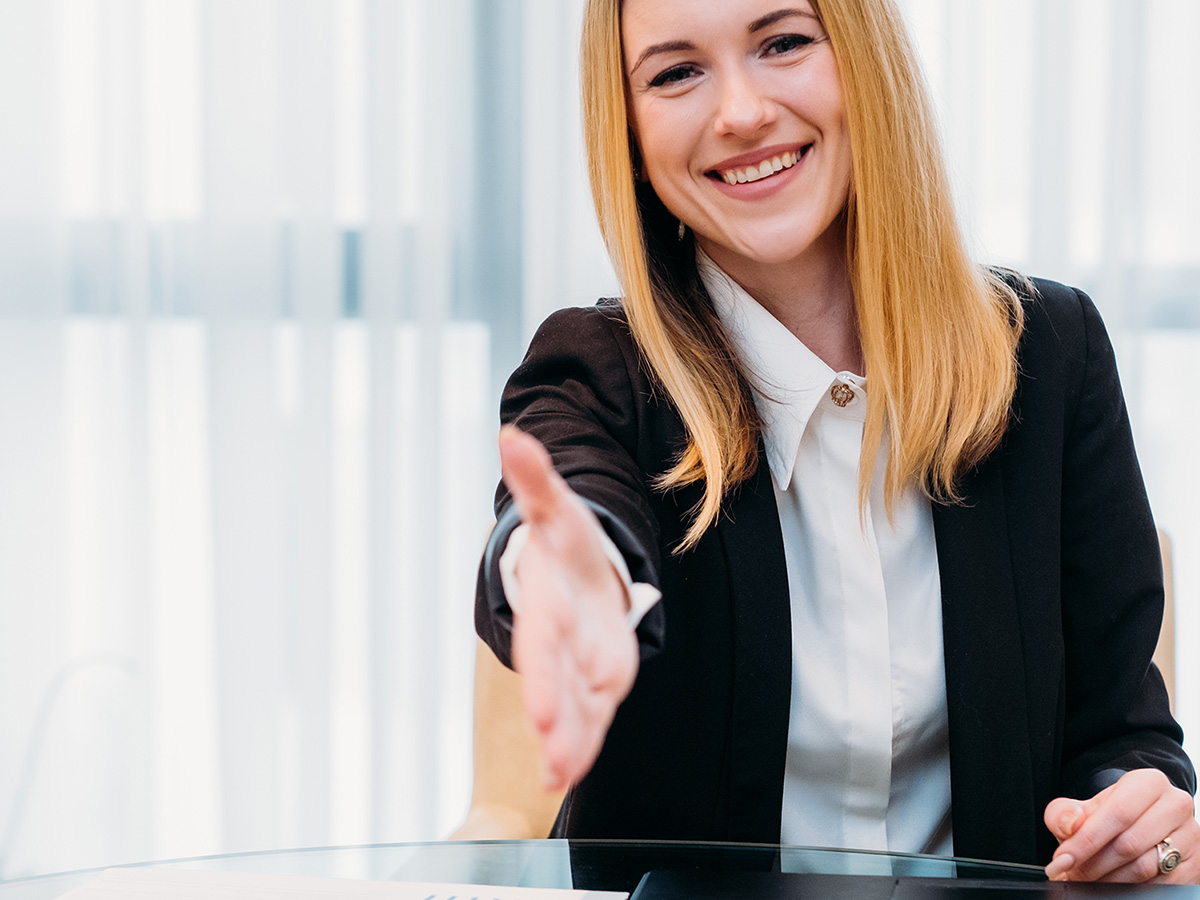 Woman shaking hands
